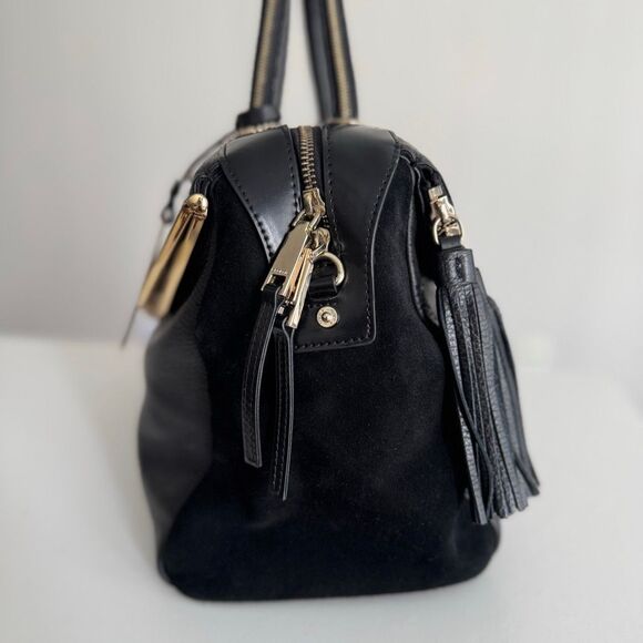 Cromia Black Italian Leather And Suede Satchel - Picture 6 of 10